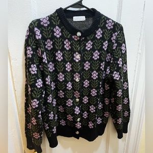 Oak + Fort floral knit cardigan sz S